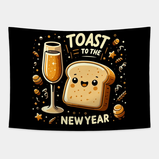 Funny toast to the new year Tapestry by TomFrontierArt