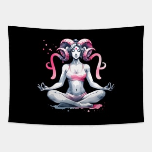 Aries Woman in meditation,Yoga Girl, Yoga Mom Birthday gift, Mothers Day gift Tapestry