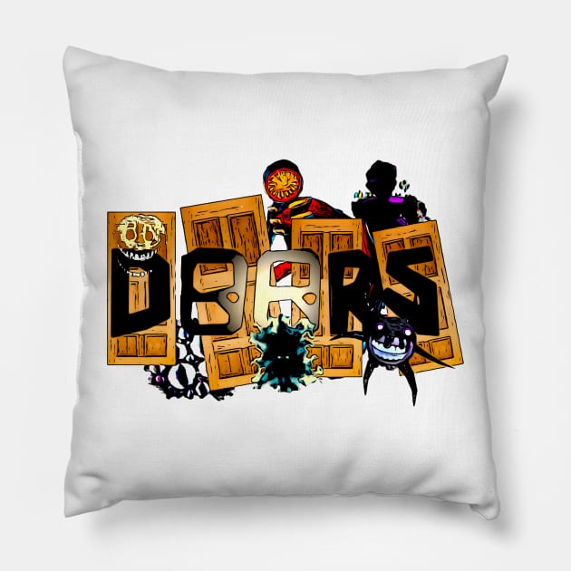 What’s Behind Those  Doors Pillow by Atomic City Art