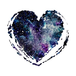 Watercolor Galaxy in Heart T-Shirt