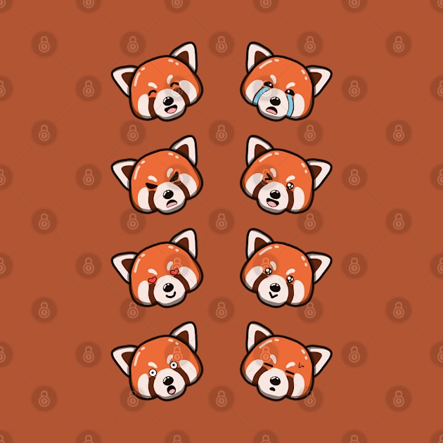 Cute Red Panda Emotions by Luna Illustration