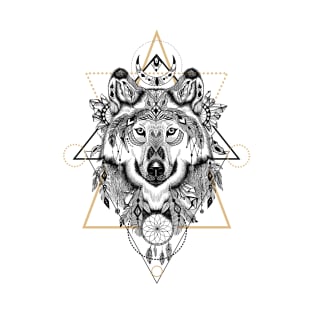 Wolf in aztec style T-Shirt