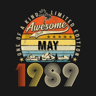 Awesome Since May 1989 Vintage 34th Birthday T-Shirt