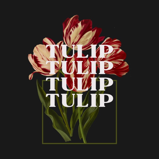 Tulip Vintage Positive Tulips Minimalist Art Deco by Flowering Away