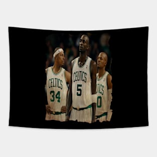 Kevin Garnett, Paul Pierce, And Ray Allen Vintage Tapestry