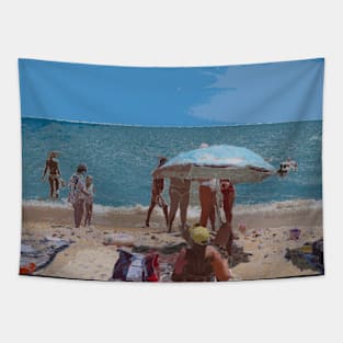 Impressionist summer scene and the black sea beach Tapestry