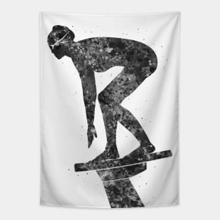 Swimmer girl black and white Tapestry