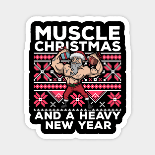 Ugly Christmas Workout Lifting Santa Claus Gym Fitness Gift Magnet