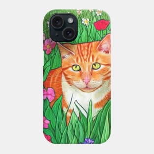 Orange Cat on Flowers Phone Case