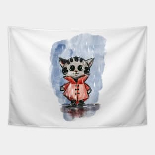 Cat in a raincoat Tapestry