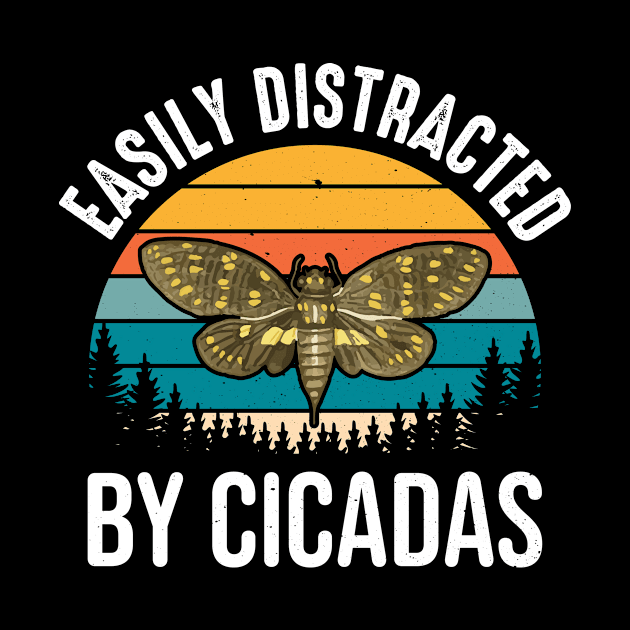 Easily Distracted By Cicadas Vintage Sunset Distressed Design by jodotodesign