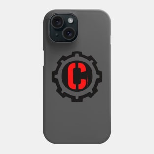 The Red Letter C in a Black Industrial Cog Phone Case