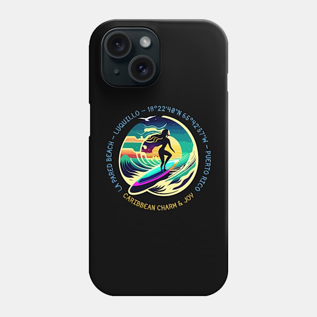 Caribbean Surfing Destinations - La Pared Beach, Luquillo, Puerto Rico. Woman Surfer Phone Case by funfun