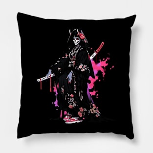 Geisha | Grim Reaper Geisha Skull | Cool Retro Japanese Aesthetic #11 Pillow