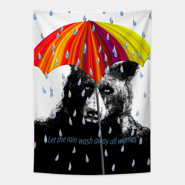 Rainy Day Bear Tapestry by MelissaJBarrett