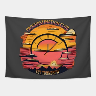 Sunset Procrastination Club Retro-inspired Funny Tapestry