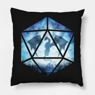 Blue Ice Dragon D20 Pillow