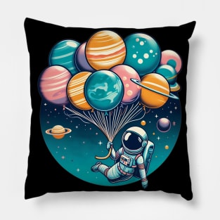 Funny Astronaut Space Balloon Planet Solar System Design Pillow