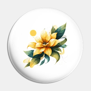 Yellow Abstract Flower Pin