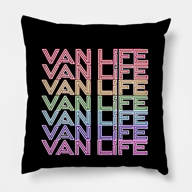 Van Life Neon Pillow by Van Life Travel Adventure