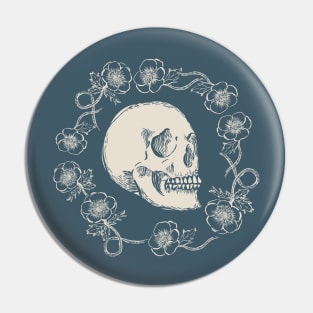 Skull and Flowers {Bone} Pin