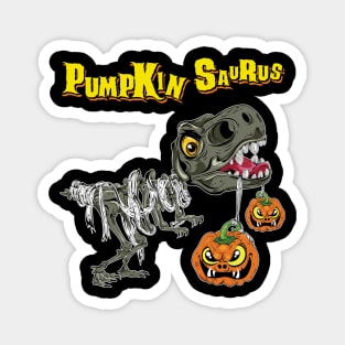 Pumpkin Saurus Funny Halloween Dinosaur Skeleton Magnet