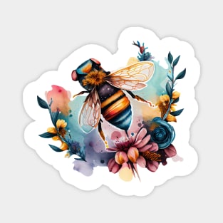 Floral Bee Watercolor Magnet