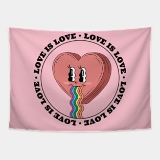 Love is Love vintage cartoon rainbow Tapestry