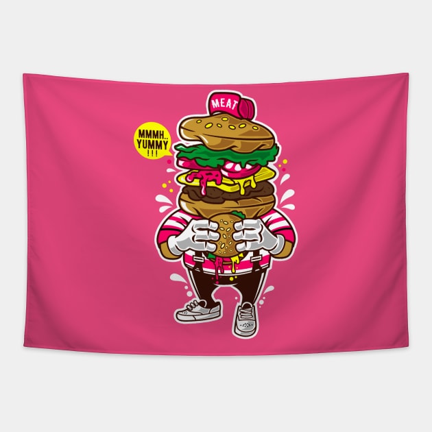 I Love Burgers Man Tapestry by Kachow ZA