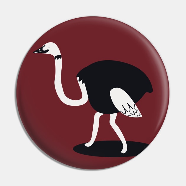 Ostrich Cute Cartoon Pin by Mako Design 