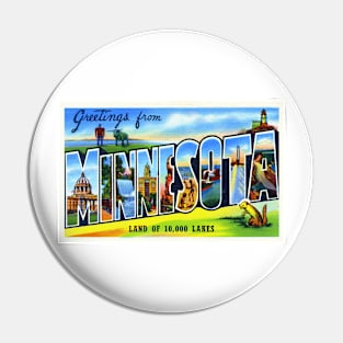 Greetings from Minnesota - Vintage Large Letter Postcard Pin