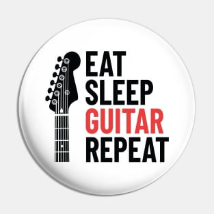 Eat Sleep Guitar Repeat Electric Guitar Headstock Light Theme Pin