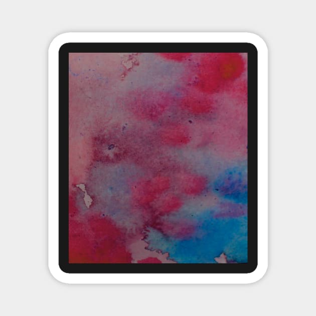 abstract watercolor stain red blue pink sky ocean Magnet by maoudraw