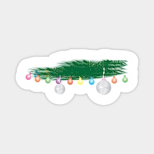 Green Leaves, Colorful Light Bunting and Silver Ornaments Magnet