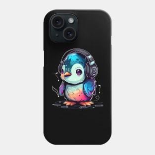 Baby Penguin with Headphones. Phone Case