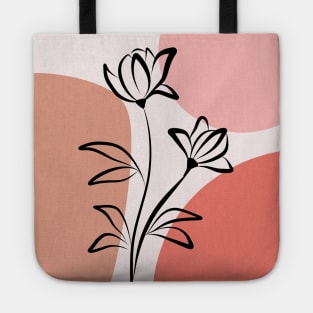 Abstract Botanical Dainty Poppy Line Flower Tote