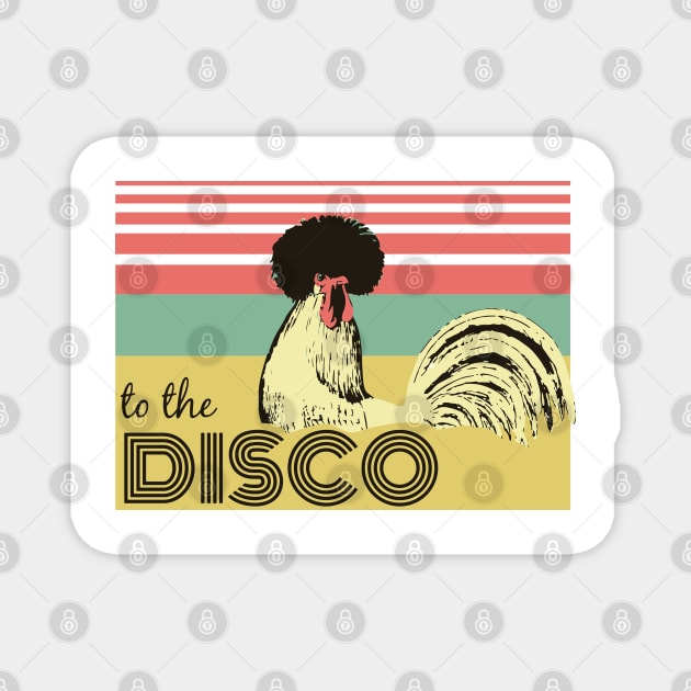 to the DISCO -  Vintage Black Crested White Chick Magnet by olivergraham