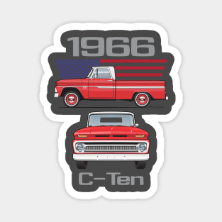 1966 Red and White Truck Magnet