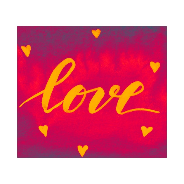 Valentine's Day Watercolor Love – magenta and yellow by wackapacka