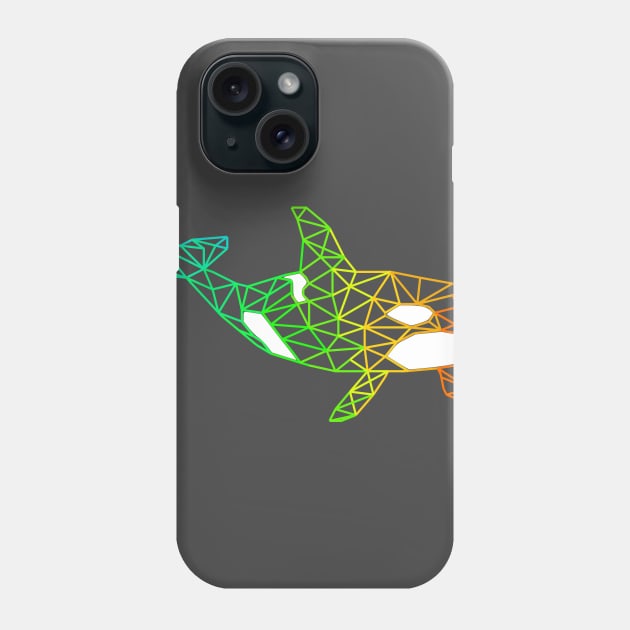 Rainbow geometric orca Phone Case by Wild Geometric