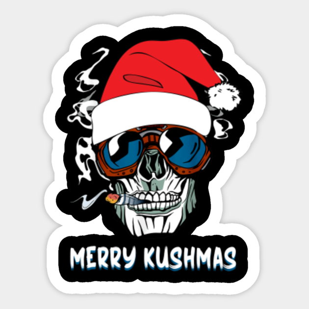 Merry Kushmas Marijuana Santa Cannabis Christmas Weed Leaf - Christmas - Sticker