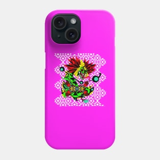 quetzalcoatl dragon ecopop in floral aztec zentangle kaiju art Phone Case
