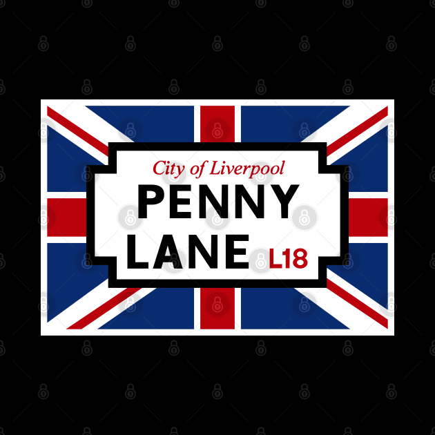 Penny Lane Street Sign and Union Jack Flag by TwistedCharm