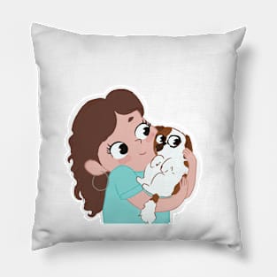 Girl with cocker spaniel Pillow