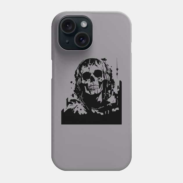 skull in headphones Phone Case by lkn