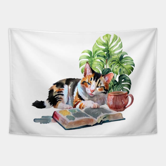 Sleeping Calico Tapestry by AnnetteMSmiddy