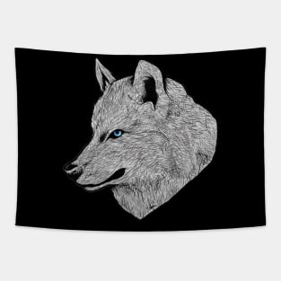 Blue Eyed Wolf Tapestry