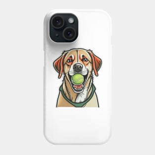 Labrador dog biting tennis ball in his mouth Phone Case