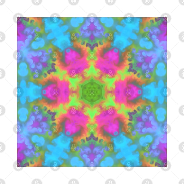 Psychedelic Hippie Flower Pink Green and Blue by WormholeOrbital