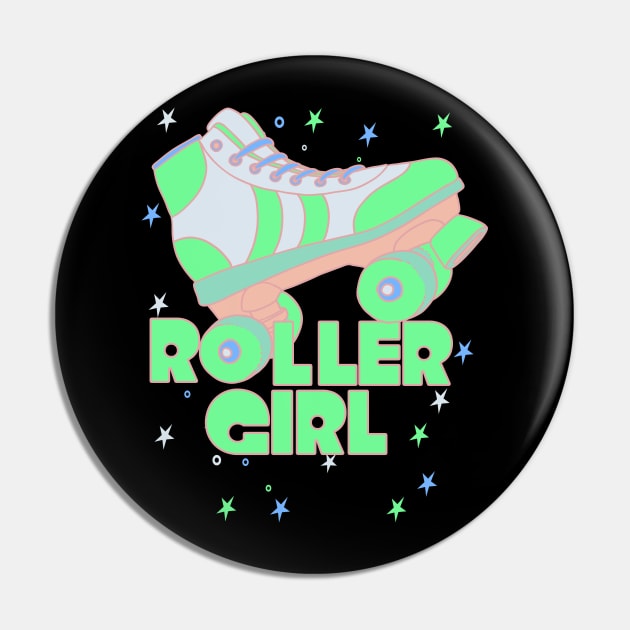 Roller Girl Roller Skating Derby Alien Green Pin by Skylane